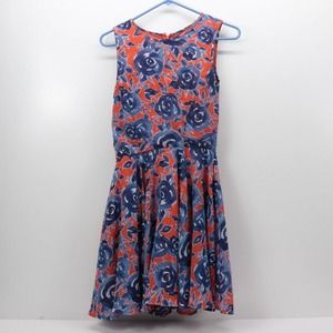 Maison Jules Size S Blue And Orange Rose Dress